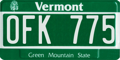 VT license plate OFK775