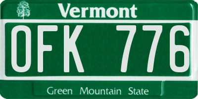 VT license plate OFK776