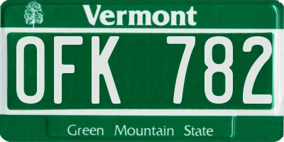 VT license plate OFK782