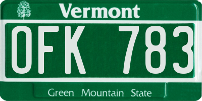 VT license plate OFK783