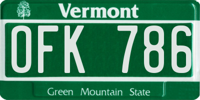 VT license plate OFK786