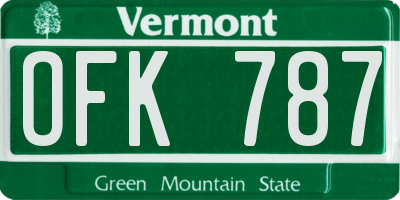 VT license plate OFK787