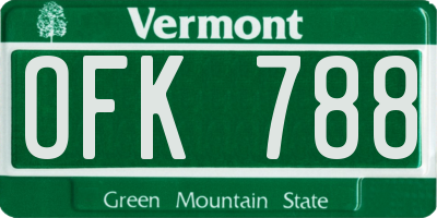 VT license plate OFK788