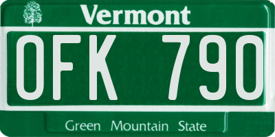 VT license plate OFK790