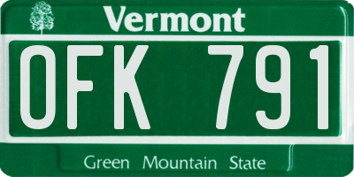 VT license plate OFK791