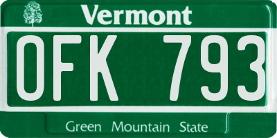 VT license plate OFK793
