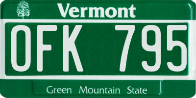 VT license plate OFK795