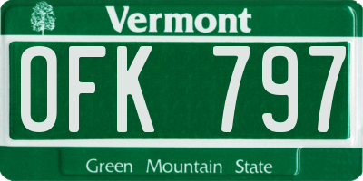 VT license plate OFK797
