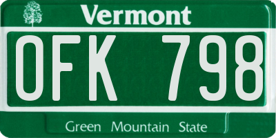 VT license plate OFK798
