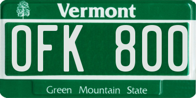 VT license plate OFK800