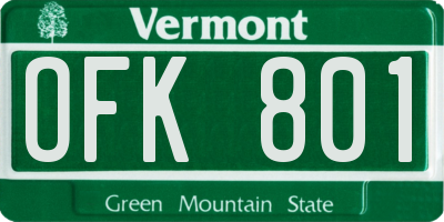 VT license plate OFK801