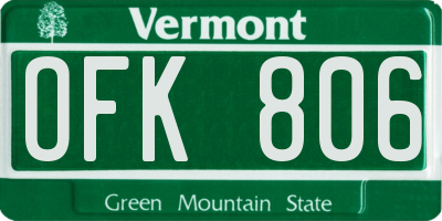 VT license plate OFK806
