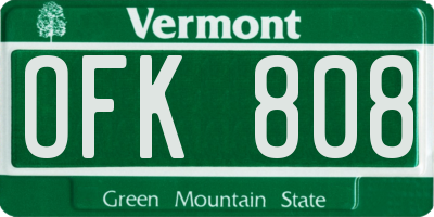 VT license plate OFK808