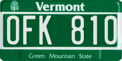 VT license plate OFK810