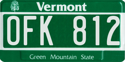 VT license plate OFK812