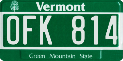 VT license plate OFK814