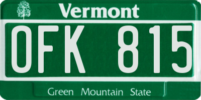 VT license plate OFK815