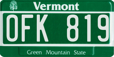 VT license plate OFK819