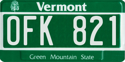 VT license plate OFK821