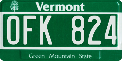 VT license plate OFK824