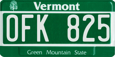VT license plate OFK825