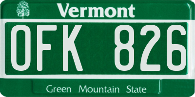 VT license plate OFK826