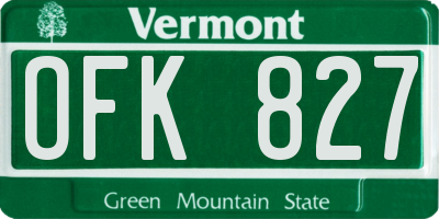 VT license plate OFK827