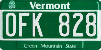 VT license plate OFK828