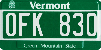 VT license plate OFK830
