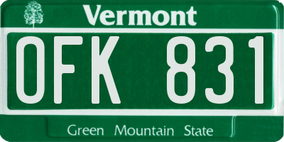 VT license plate OFK831