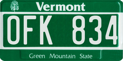 VT license plate OFK834