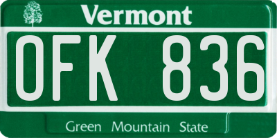 VT license plate OFK836