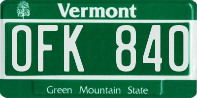 VT license plate OFK840