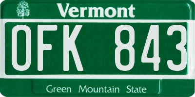 VT license plate OFK843