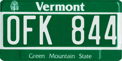VT license plate OFK844