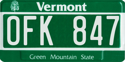 VT license plate OFK847