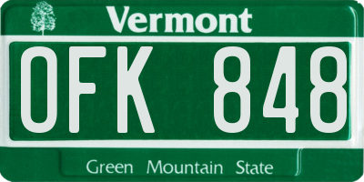 VT license plate OFK848