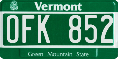 VT license plate OFK852