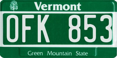 VT license plate OFK853