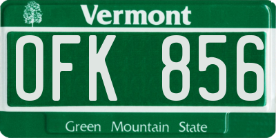 VT license plate OFK856
