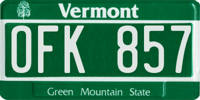 VT license plate OFK857