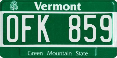 VT license plate OFK859