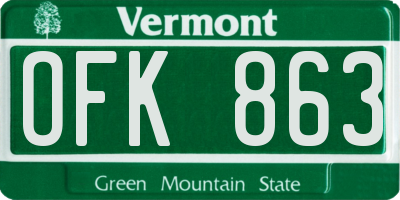 VT license plate OFK863