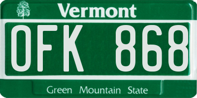 VT license plate OFK868