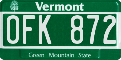 VT license plate OFK872