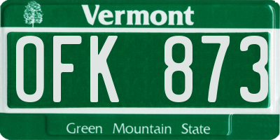 VT license plate OFK873