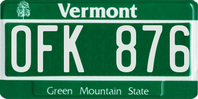 VT license plate OFK876