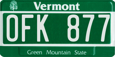 VT license plate OFK877