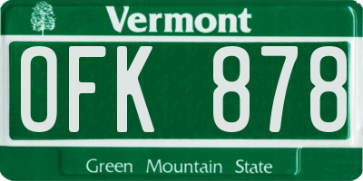 VT license plate OFK878