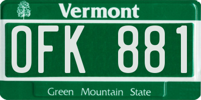 VT license plate OFK881